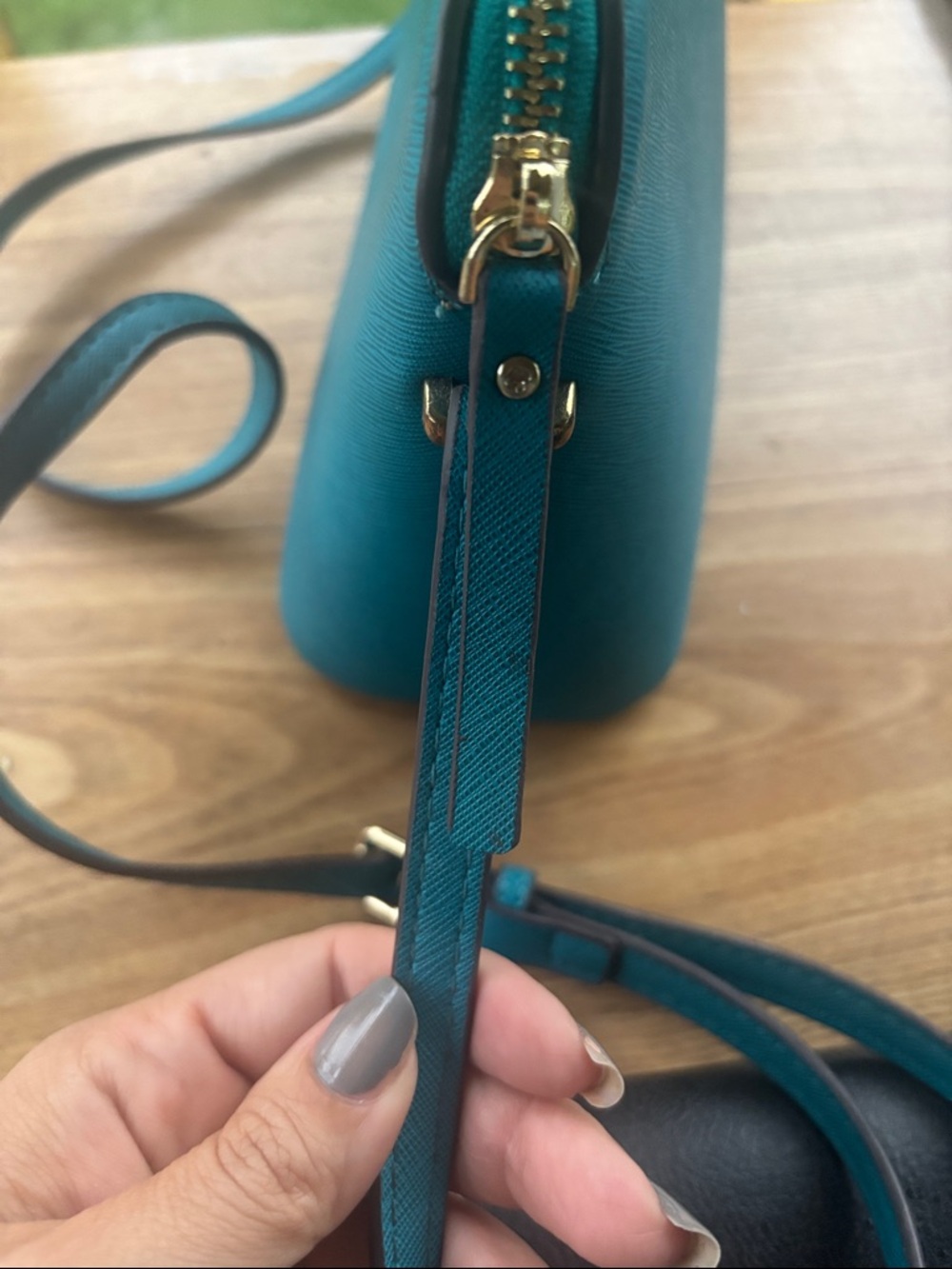 kate spade Teal Saffiano Leather Crossbody - Picture 3 of 5